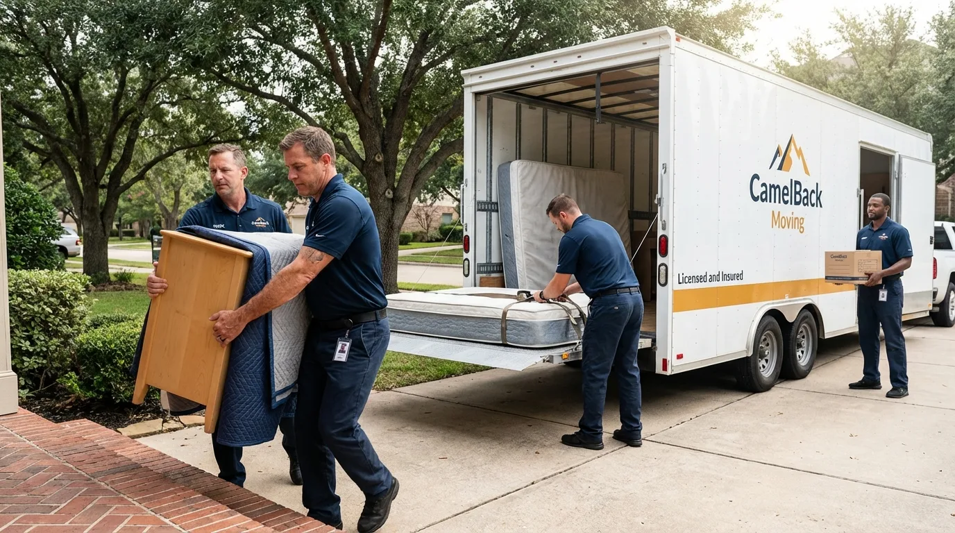 Crew loading residential truck for cross-state move from White River Junction, VT