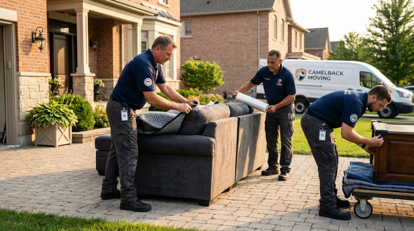 Large estate moving crew wrapping furniture in White River Junction, VT