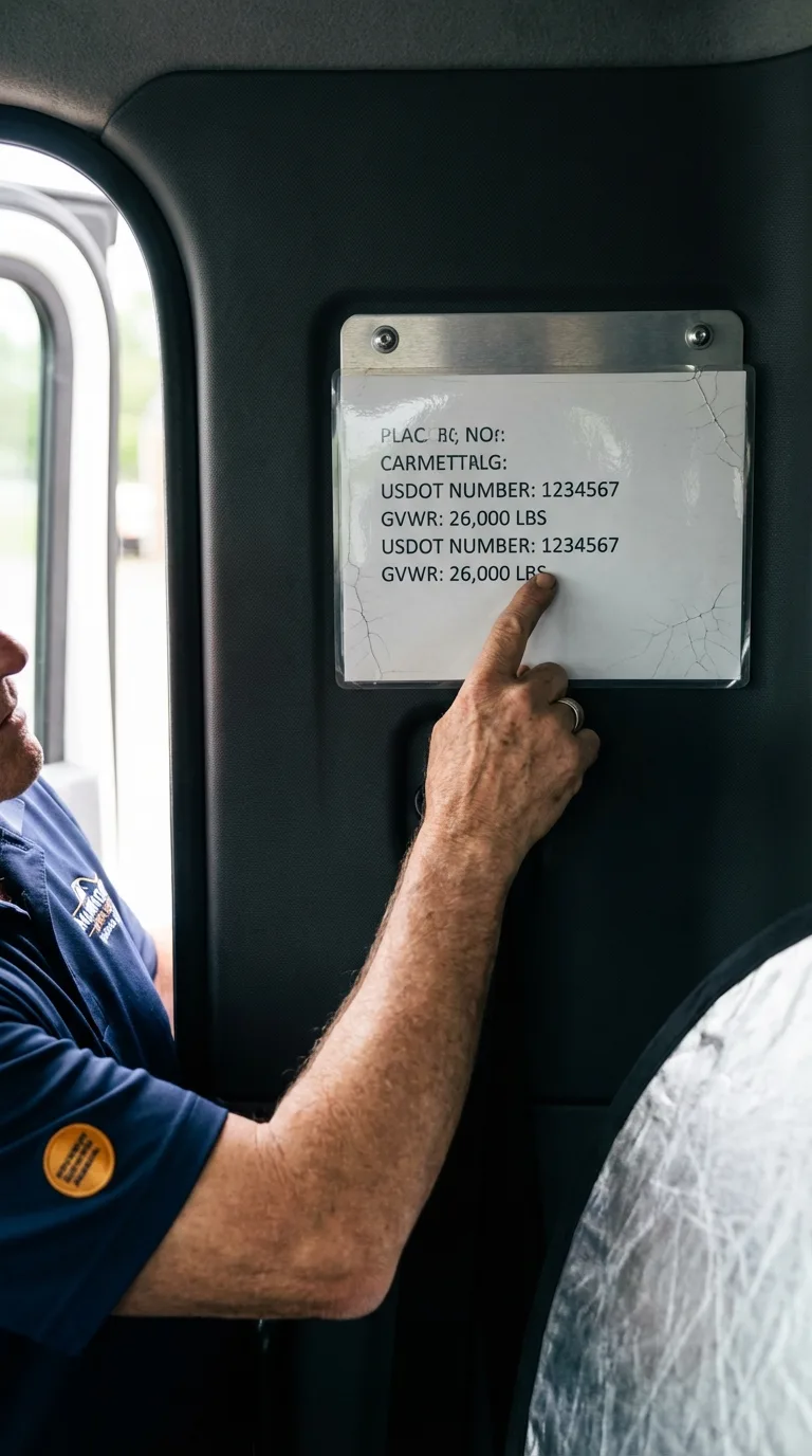 USDOT licensing placard verification in White River Junction